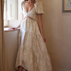 NWT The Emma Dress in Taupe Windsor Brocade